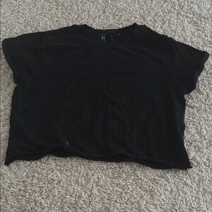 Free People Black Boxy Crop Tee